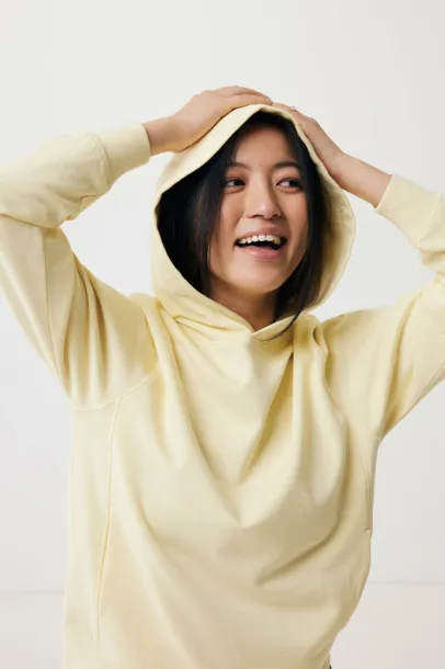 Iqoniq Yengo recycled cotton hoodie with sidepockets - iqoniq cream yellow 