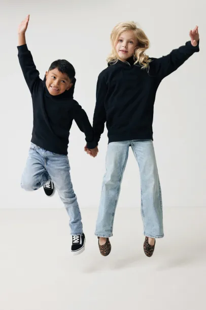 Iqoniq Yengo kids recycled cotton hoodie with sidepockets - iqoniq Black 