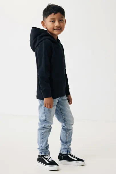 Iqoniq Yengo dječji hoodie od recikliranog pamuka s bičnim džepovima, 280 g/m² - iqoniq Crna 