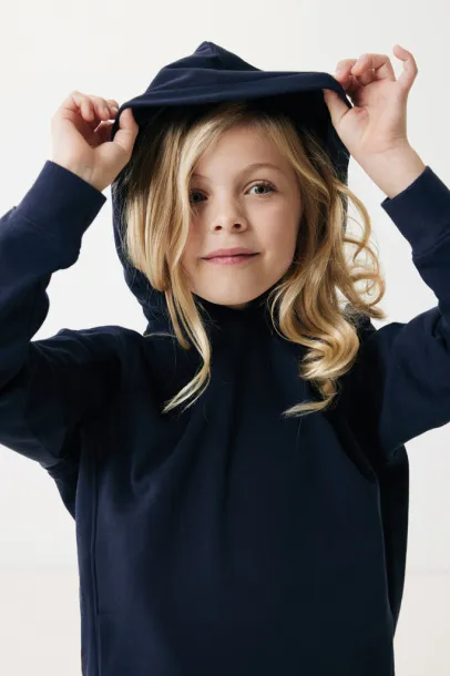 Iqoniq Yengo kids recycled cotton hoodie with sidepockets - iqoniq blue 