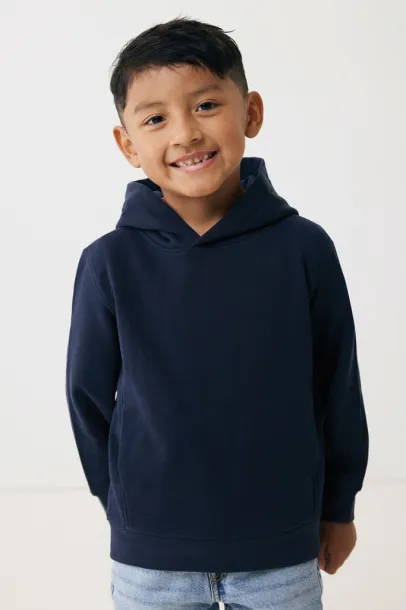 Iqoniq Yengo dječji hoodie od recikliranog pamuka s bičnim džepovima, 280 g/m² - iqoniq blue 