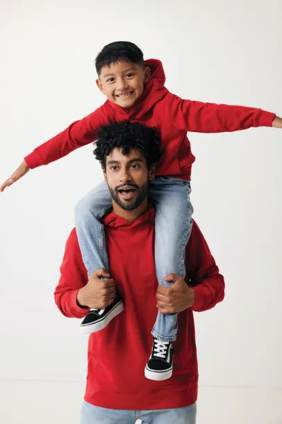 Iqoniq Yengo kids recycled cotton hoodie with sidepockets - iqoniq Crvena