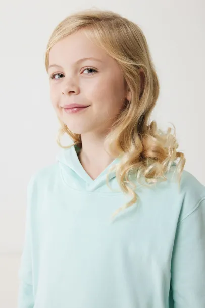 Iqoniq Yengo kids recycled cotton hoodie with sidepockets - iqoniq crushed mint 