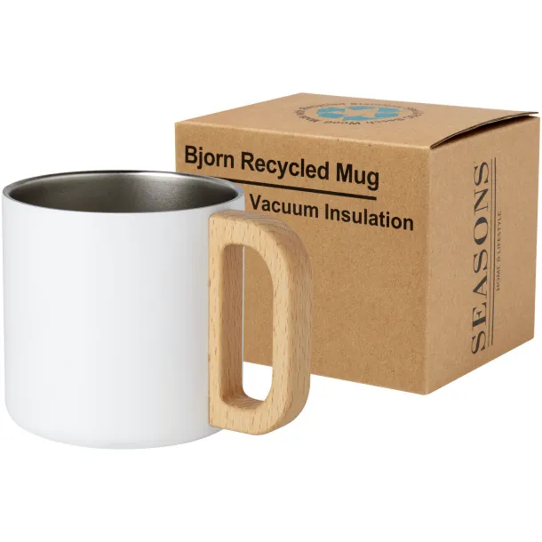 Bjorn 360 ml RCS certified recycled stainless steel mug with copper vacuum insulation - Seasons White