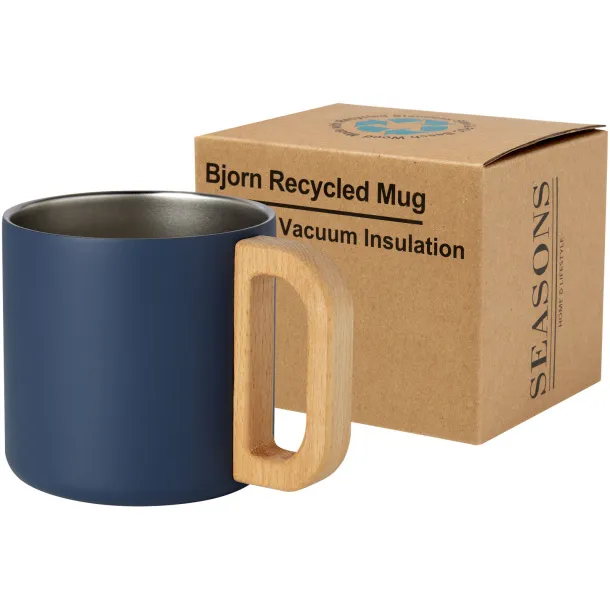 Bjorn 360 ml RCS certified recycled stainless steel mug with copper vacuum insulation - Seasons Dark blue