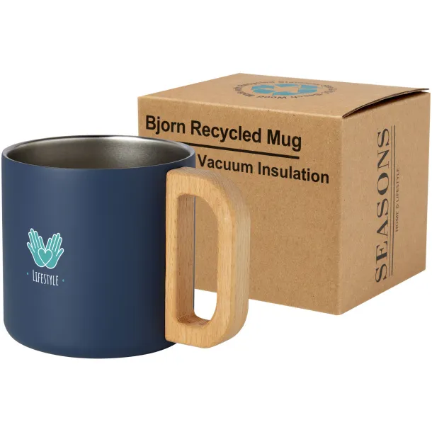 Bjorn 360 ml RCS certified recycled stainless steel mug with copper vacuum insulation - Seasons Dark blue