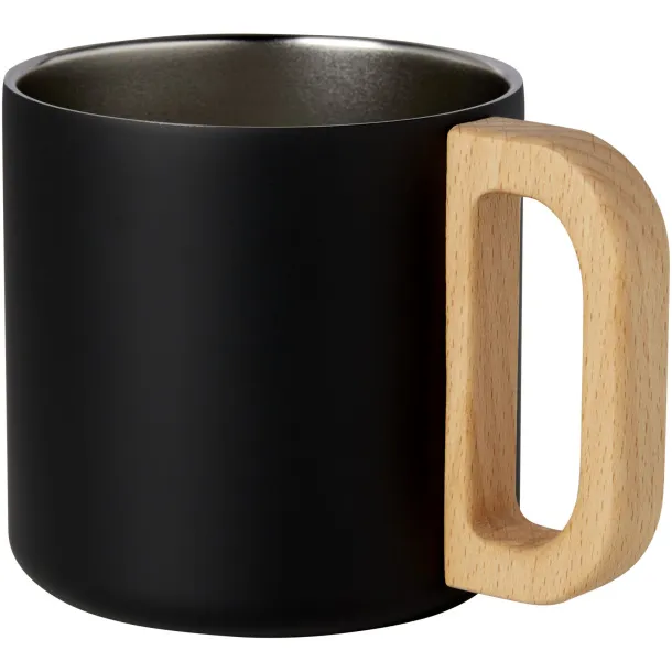 Bjorn 360 ml RCS certified recycled stainless steel mug with copper vacuum insulation - Seasons Solid black