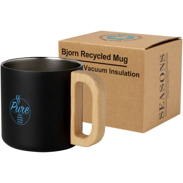 Bjorn 360 ml RCS certified recycled stainless steel mug with copper vacuum insulation - Seasons Crna
