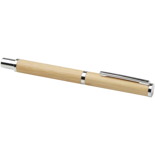 Apolys bamboo ballpoint and rollerball pen gift set  (black ink) - Marksman Natural