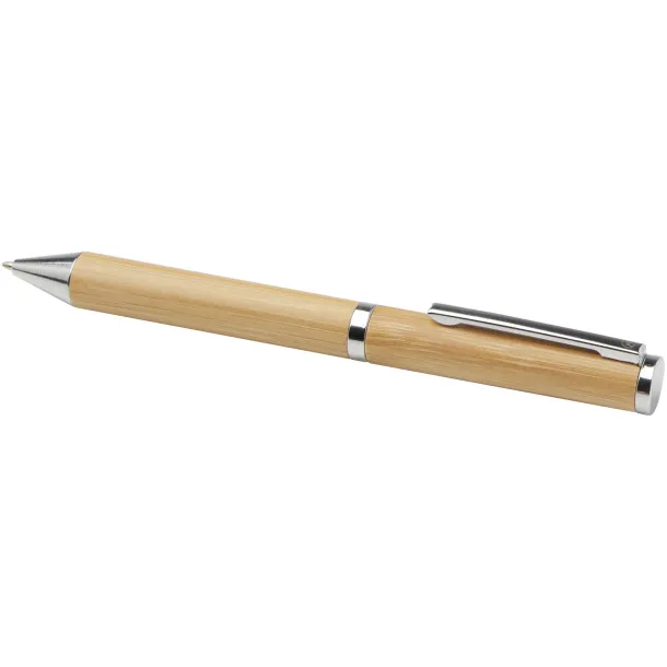 Apolys bamboo ballpoint and rollerball pen gift set  (black ink) - Marksman Natural