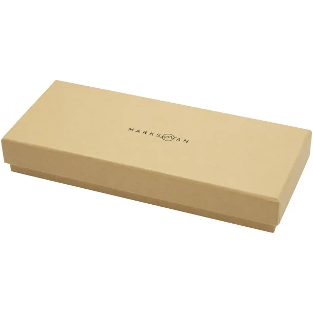 Apolys bamboo ballpoint and rollerball pen gift set  (black ink) - Marksman Natural