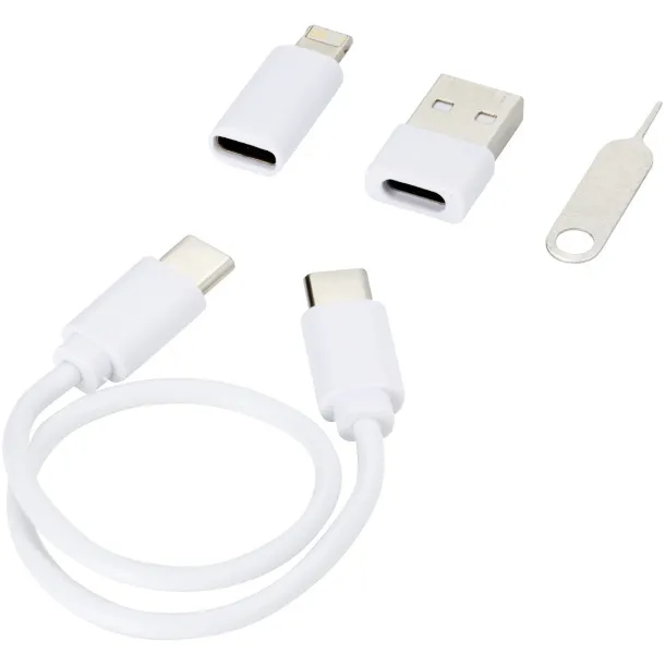 Savvy recycled plastic modular charging cable with phone holder White