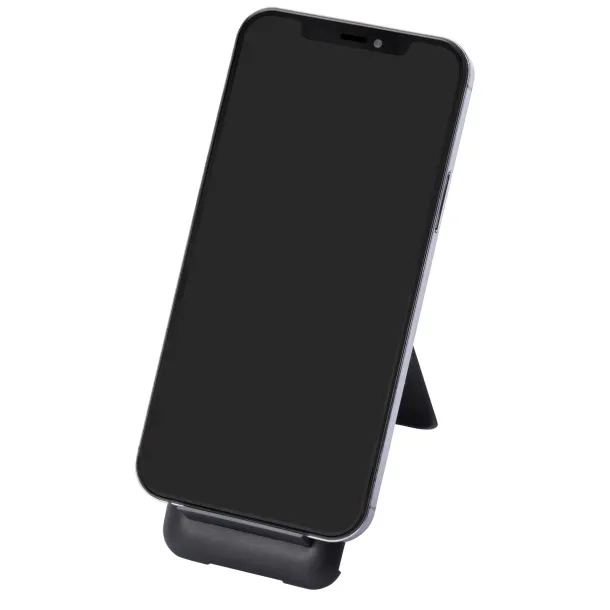 Savvy recycled plastic modular charging cable with phone holder Solid black