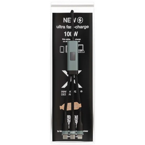 SCX.design C53 100W 5-in-1 rPET ultra fast charging cable - SCX.design Gun metal