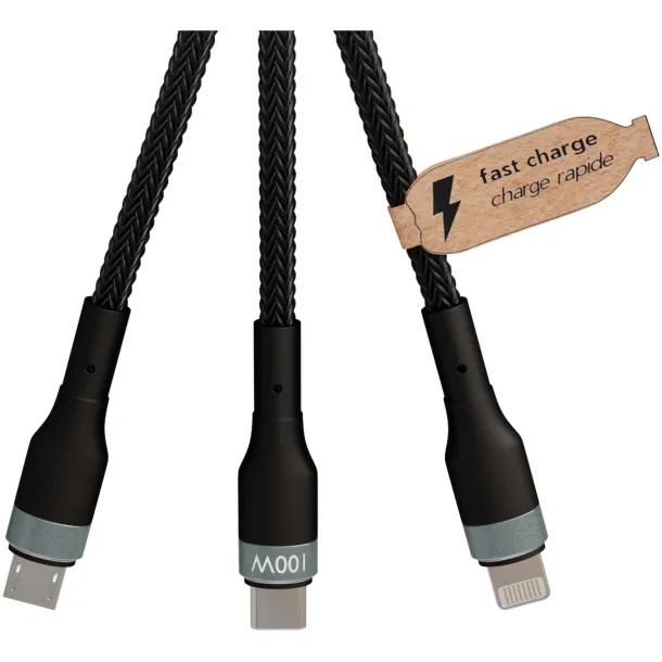 SCX.design C53 100W 5-in-1 rPET ultra fast charging cable - SCX.design Gun metal