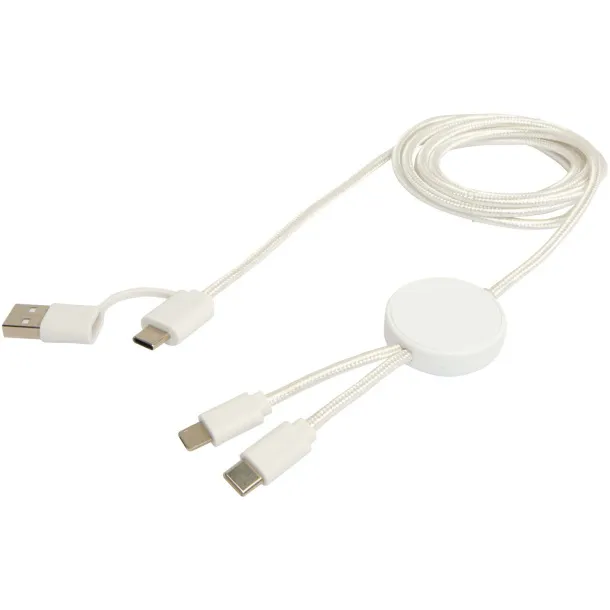 Citala 5-in-1 recycled plastic 150 cm data sync and 27W fast charge cable White