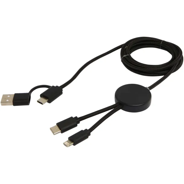 Citala 5-in-1 recycled plastic 150 cm data sync and 27W fast charge cable Solid black