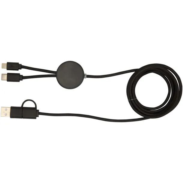 Citala 5-in-1 recycled plastic 150 cm data sync and 27W fast charge cable Solid black