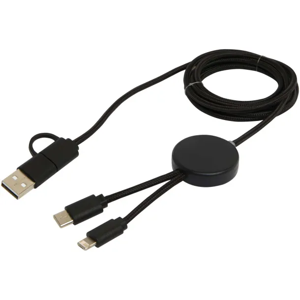 Citala 5-in-1 recycled plastic 150 cm data sync and 27W fast charge cable Solid black