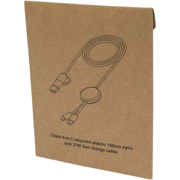Citala 5-in-1 recycled plastic 150 cm data sync and 27W fast charge cable Crna