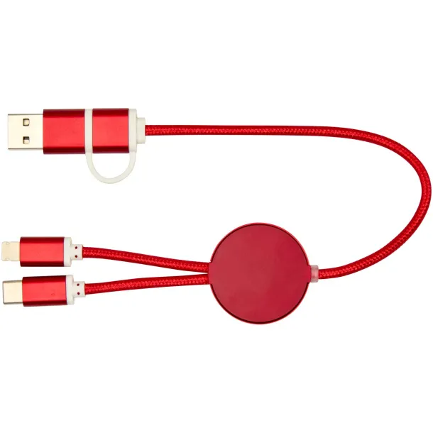 Alasia 5-in-1 recycled aluminium and plastic 30 cm data sync and 27W fast charge cable Red