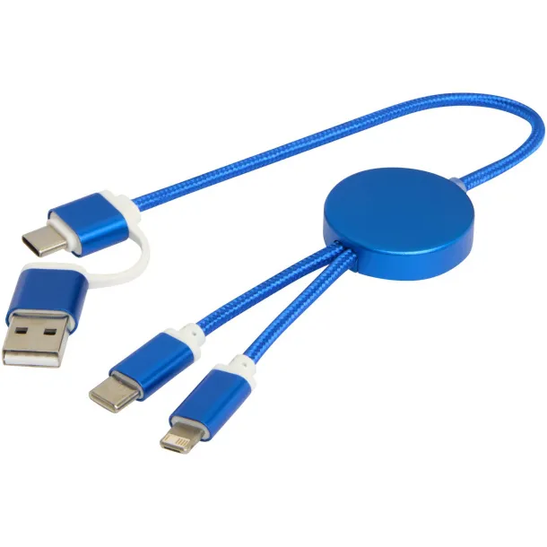 Alasia 5-in-1 recycled aluminium and plastic 30 cm data sync and 27W fast charge cable Royal blue