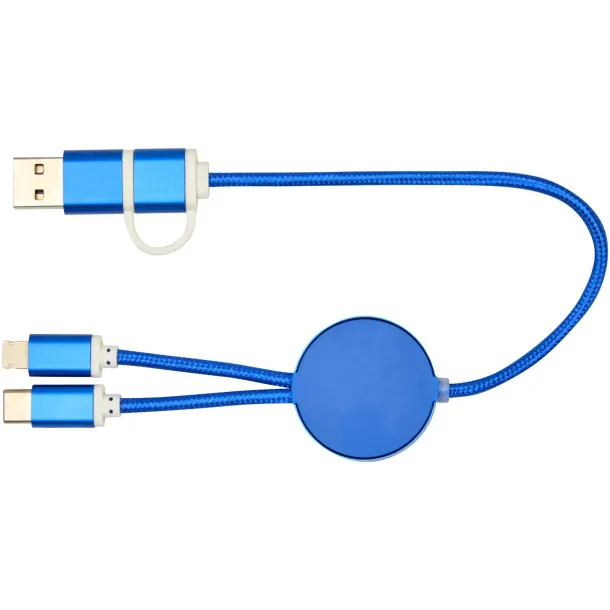 Alasia 5-in-1 recycled aluminium and plastic 30 cm data sync and 27W fast charge cable Royal blue