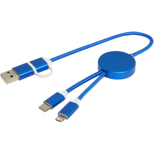 Alasia 5-in-1 recycled aluminium and plastic 30 cm data sync and 27W fast charge cable Royal blue