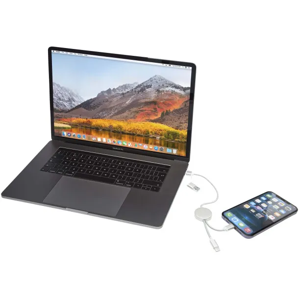 Alasia 5-in-1 recycled aluminium and plastic 30 cm data sync and 27W fast charge cable Silver
