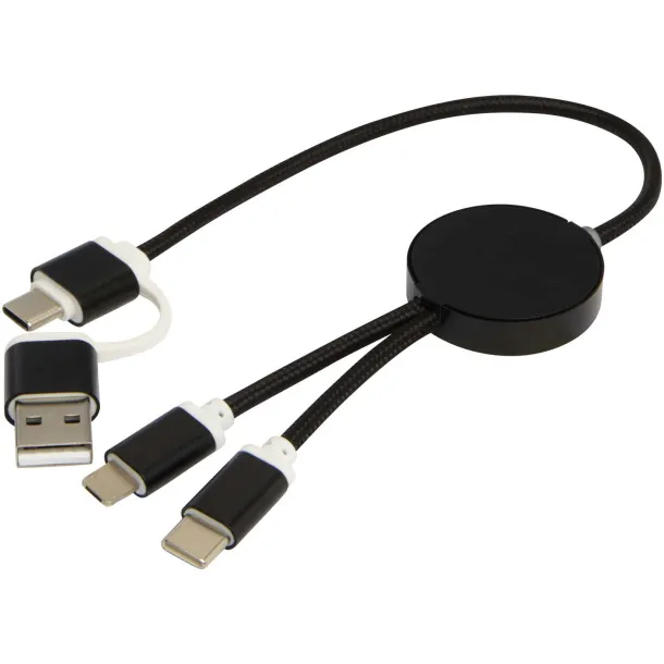 Alasia 5-in-1 recycled aluminium and plastic 30 cm data sync and 27W fast charge cable Solid black