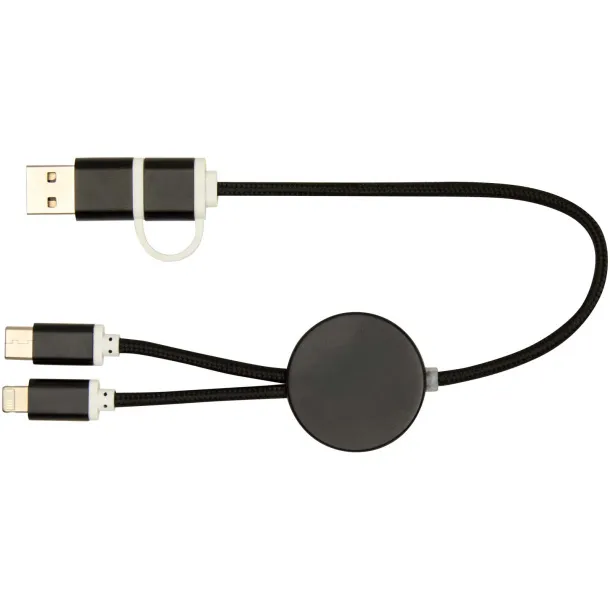 Alasia 5-in-1 recycled aluminium and plastic 30 cm data sync and 27W fast charge cable Solid black