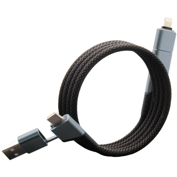 SCX.design C52 100W 4-in-1 rPET magnetic ultra fast charging cable - SCX.design Gun metal