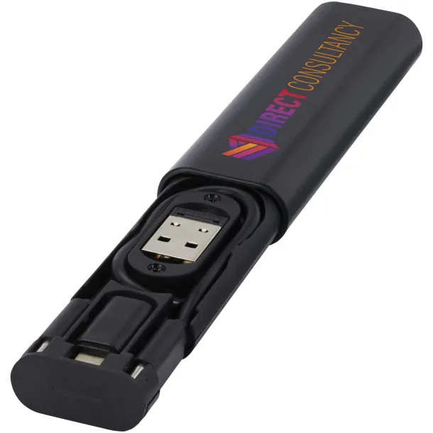 Whiz recycled plastic modular charging cable Solid black