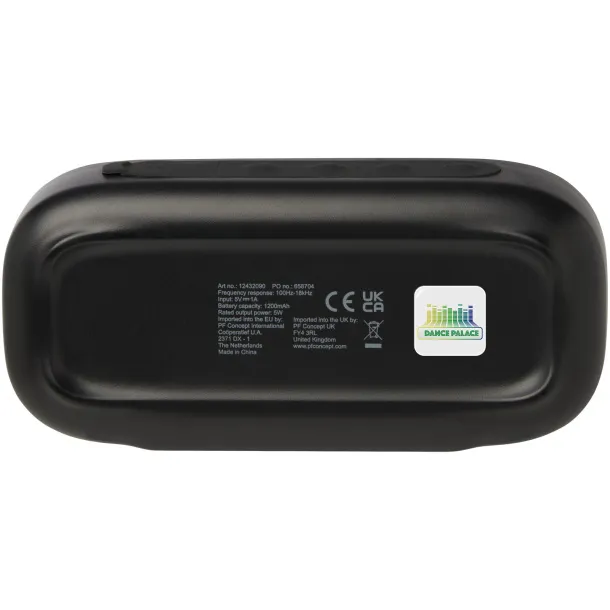 Stark 2.0 5W recycled plastic IPX5 Bluetooth® speaker Solid black