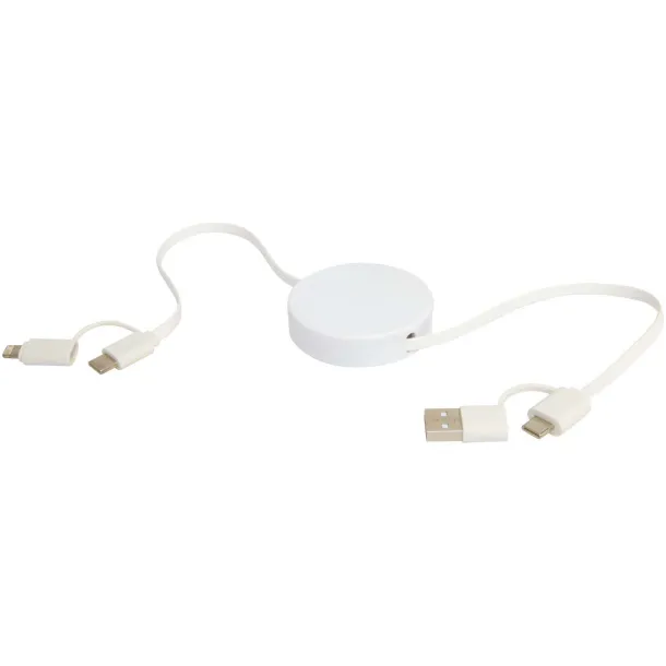 Citala 5-in-1 recycled plastic 90 cm retractable data sync and 40W fast charge cable White