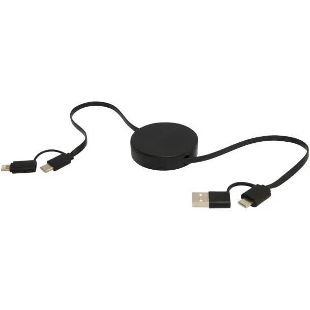 Citala 5-in-1 recycled plastic 90 cm retractable data sync and 40W fast charge cable Solid black
