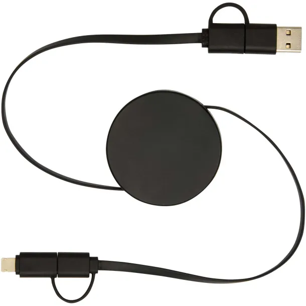 Citala 5-in-1 recycled plastic 90 cm retractable data sync and 40W fast charge cable Solid black