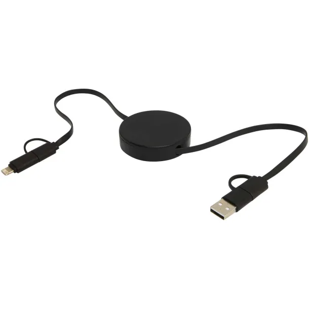 Citala 5-in-1 recycled plastic 90 cm retractable data sync and 40W fast charge cable Solid black