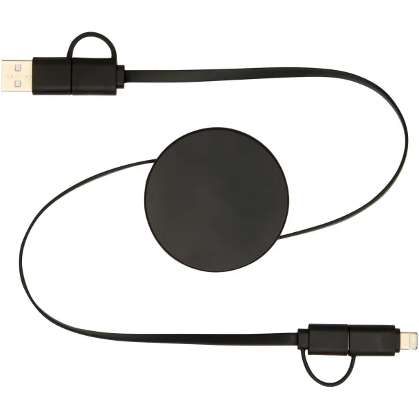 Citala 5-in-1 recycled plastic 90 cm retractable data sync and 40W fast charge cable Solid black