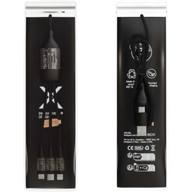 SCX.design C50 5-in-1 fast charging 100W/5A cable with digital display - SCX.design Crna