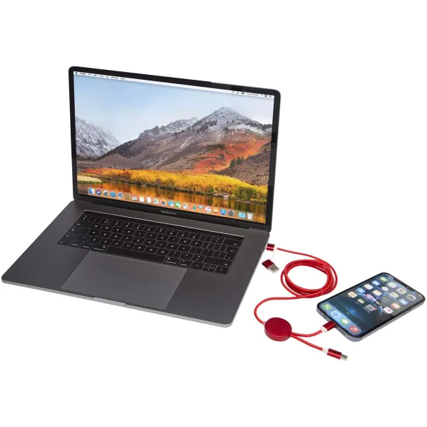 Alasia 5-in-1 recycled aluminium and plastic 150 cm data sync and 27W fast charge cable Red