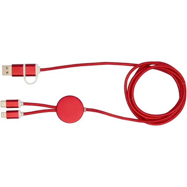Alasia 5-in-1 recycled aluminium and plastic 150 cm data sync and 27W fast charge cable Red