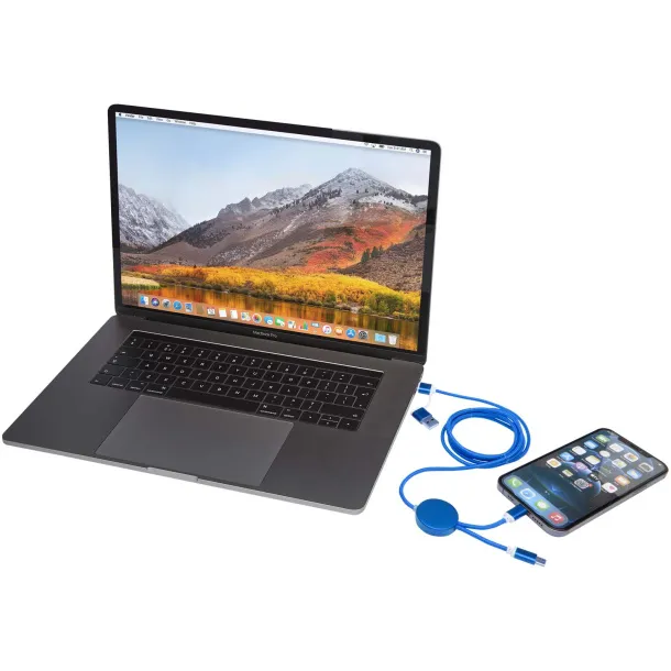 Alasia 5-in-1 recycled aluminium and plastic 150 cm data sync and 27W fast charge cable Royal blue