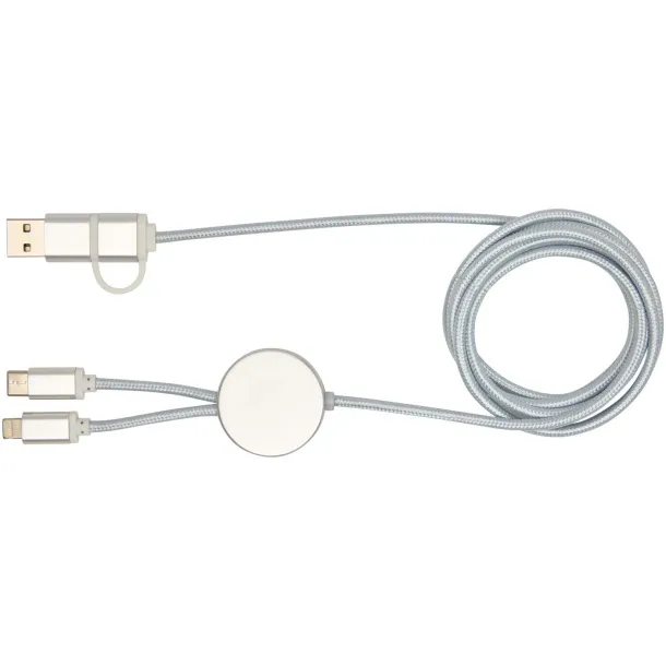 Alasia 5-in-1 recycled aluminium and plastic 150 cm data sync and 27W fast charge cable Silver