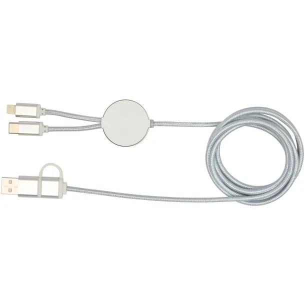 Alasia 5-in-1 recycled aluminium and plastic 150 cm data sync and 27W fast charge cable Silver