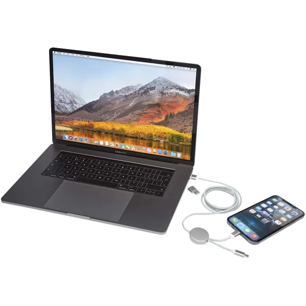 Alasia 5-in-1 recycled aluminium and plastic 150 cm data sync and 27W fast charge cable Silver