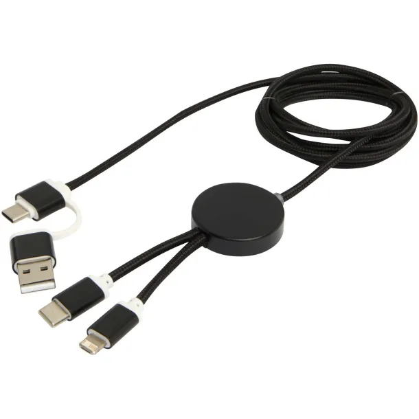 Alasia 5-in-1 recycled aluminium and plastic 150 cm data sync and 27W fast charge cable Solid black