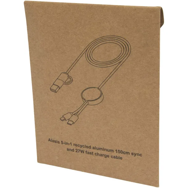 Alasia 5u1 kabel za sinkronizaciju podataka i brzo punjenje 27 W od recikliranog aluminija i plastike Solid black