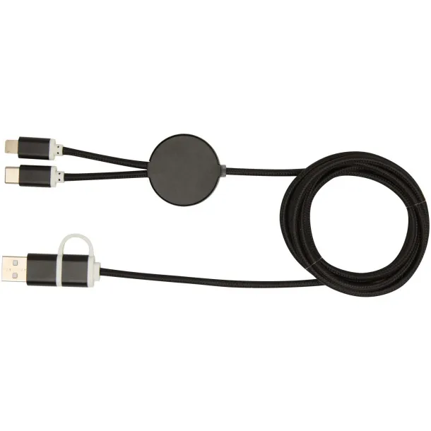 Alasia 5-in-1 recycled aluminium and plastic 150 cm data sync and 27W fast charge cable Solid black