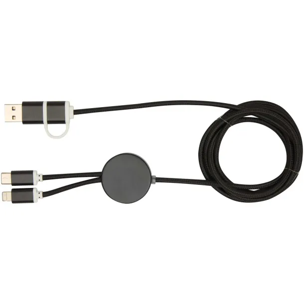 Alasia 5-in-1 recycled aluminium and plastic 150 cm data sync and 27W fast charge cable Solid black